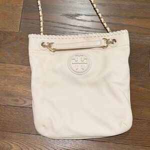 Tory Burch Cream Leather Chain Shoulder Bag